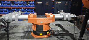 KUKA KPF3 positioner table detail showing automatic fixture actuation